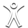 Human figure icon representing the ergonomics of Raymond electric pallet jacks and motorized pallet jacks
