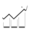 Bar graph statistics icon representing the productivity level of Raymond walkie straddle stackers